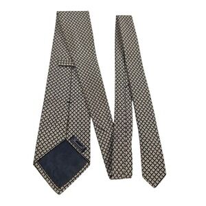 Faconnable Men's Tie‎ Necktie Designer Luxury Gold Black Plaid France Silk
